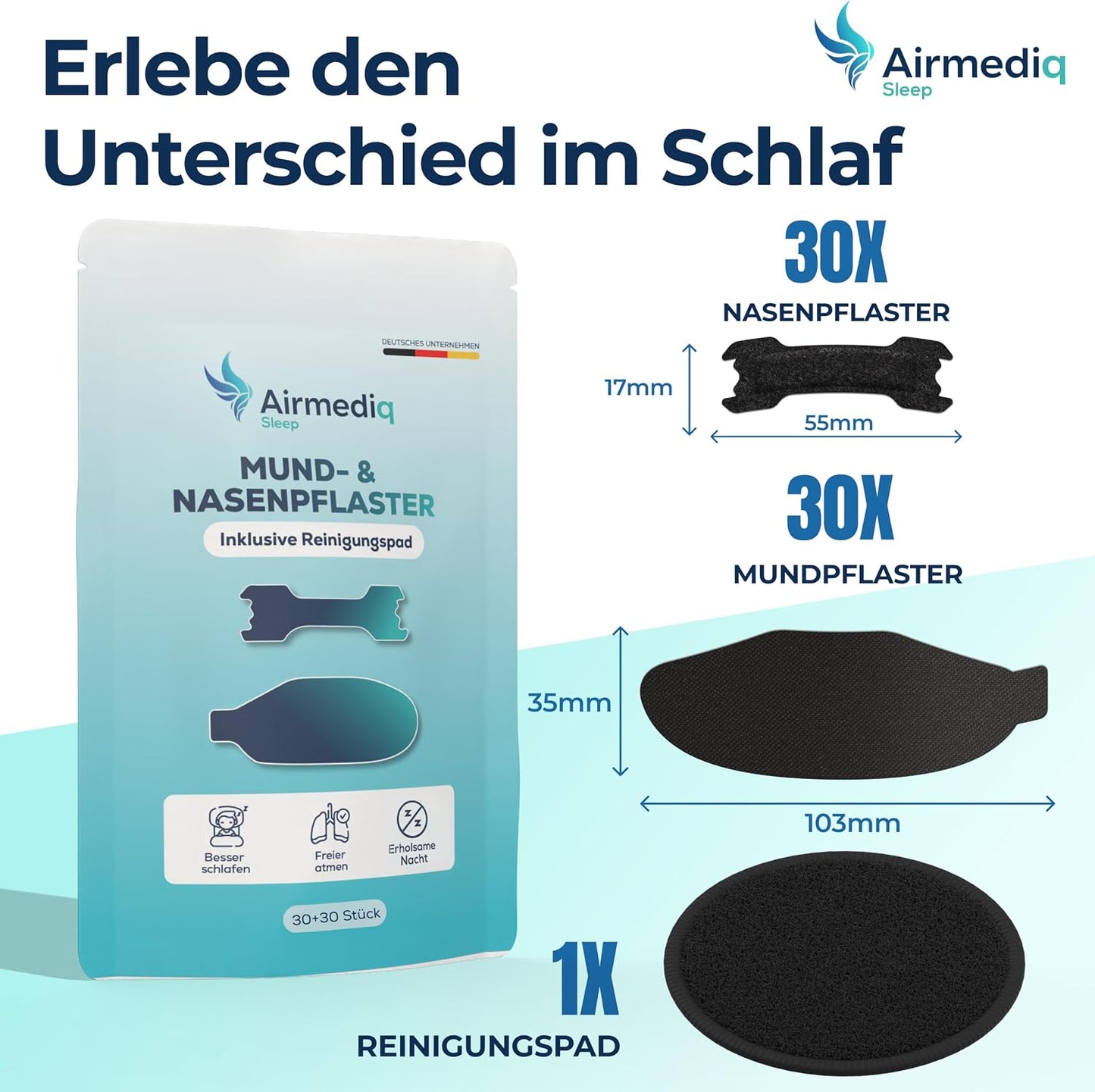 Nasenpflaster & Mundpflaster Bundle 30 + 30 Stück Gegen Schnarchen | anti Schnarch Nose Strips & Mouth Tape Set Für Besseres Atmen Im Schlaf. Fördert Die Nasenatmung Und Hält Sicher Über Nacht.