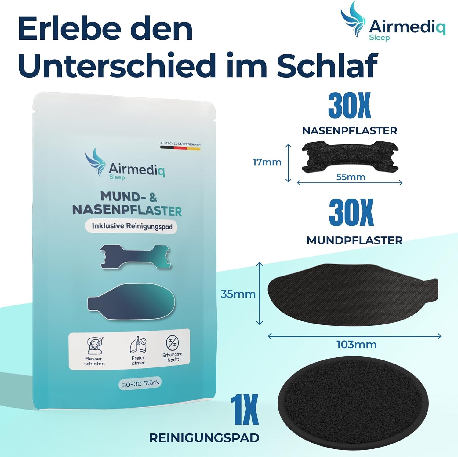 Nasenpflaster & Mundpflaster Bundle 30 + 30 Stück Gegen Schnarchen | anti Schnarch Nose Strips & Mouth Tape Set Für Besseres Atmen Im Schlaf. Fördert Die Nasenatmung Und Hält Sicher Über Nacht.
