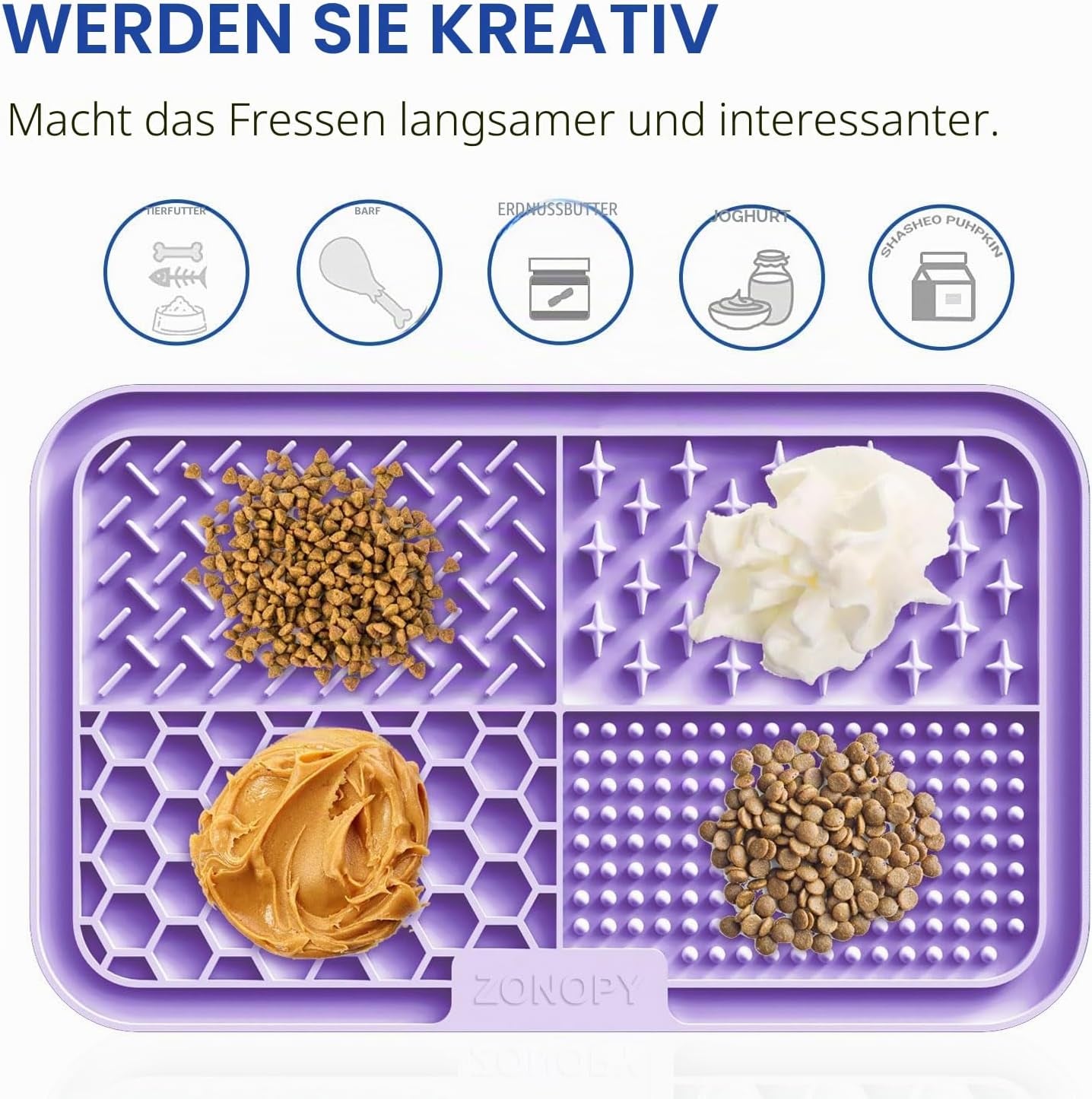 Leckmatte Für Hunde & Katzen Mit Saugnäpfen, 1Er-Pack Langsamfütterer Leckmatte Für Hunde Zur Angstlinderung, Hundespielzeug-Fütterungsmatte Für Butter, Joghurt, Erdnussbutter, Haustier-Bade