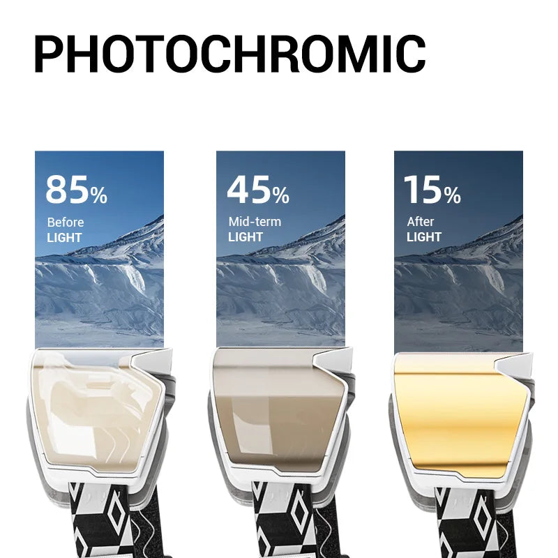 Photochromic Snow Goggles Ski Snowboard Anti-Fog Mask for Men Women Eyewear UV400 Protection Glasses Snowmobile Winter