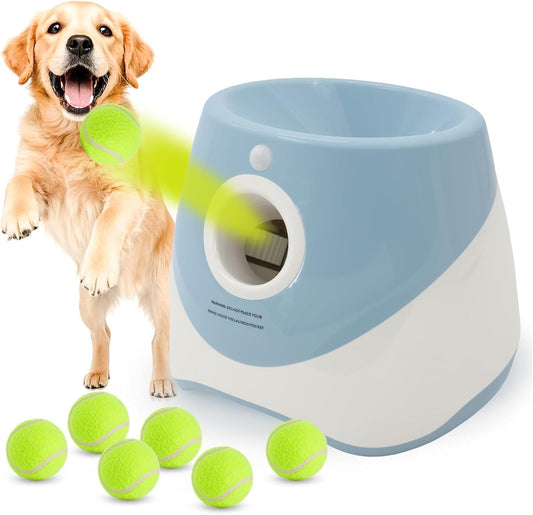 Automatic Dog Ball Launcher Ballwurfmaschine Für Hunde Mit 6 Tennisbällen, 3 Distanzstufen (3–9 M), Wiederaufladbar – Automatischer Ballwerfer Für Kleine & Mittlere Hunde