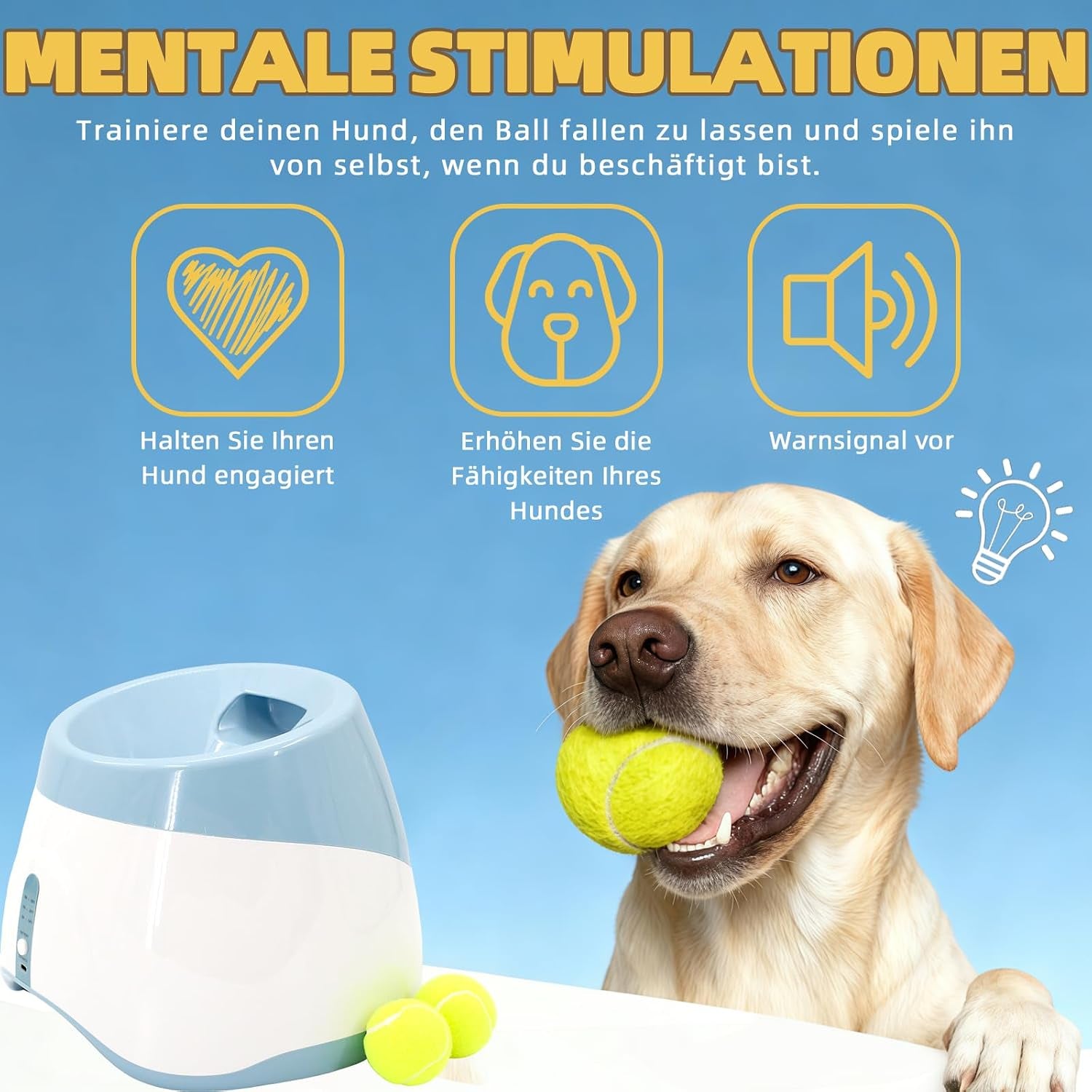 Automatic Dog Ball Launcher Ballwurfmaschine Für Hunde Mit 6 Tennisbällen, 3 Distanzstufen (3–9 M), Wiederaufladbar – Automatischer Ballwerfer Für Kleine & Mittlere Hunde