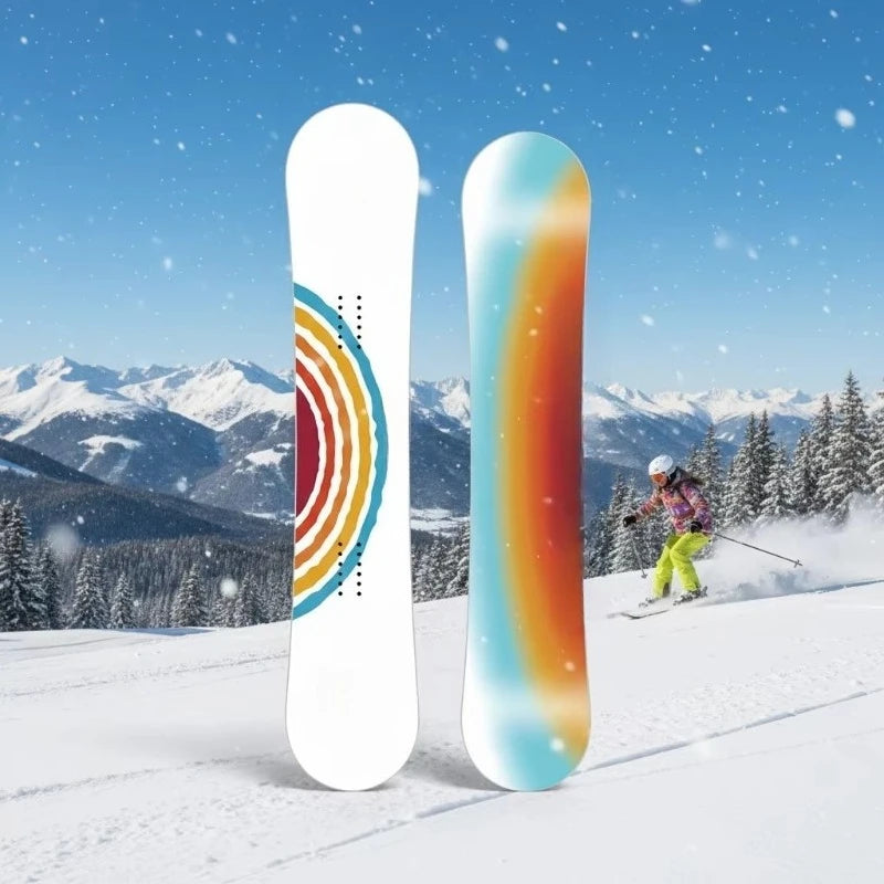 Durable Heavy Duty All Mountain Freestyle Snowboard for Women and Men with Rainbow Skis Design for Beginner to Advanced