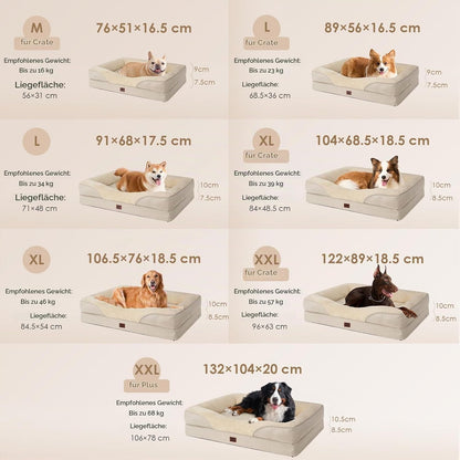 Orthopädisches Hundebett Mit 4 Rändern, 89X56Cm, Beige