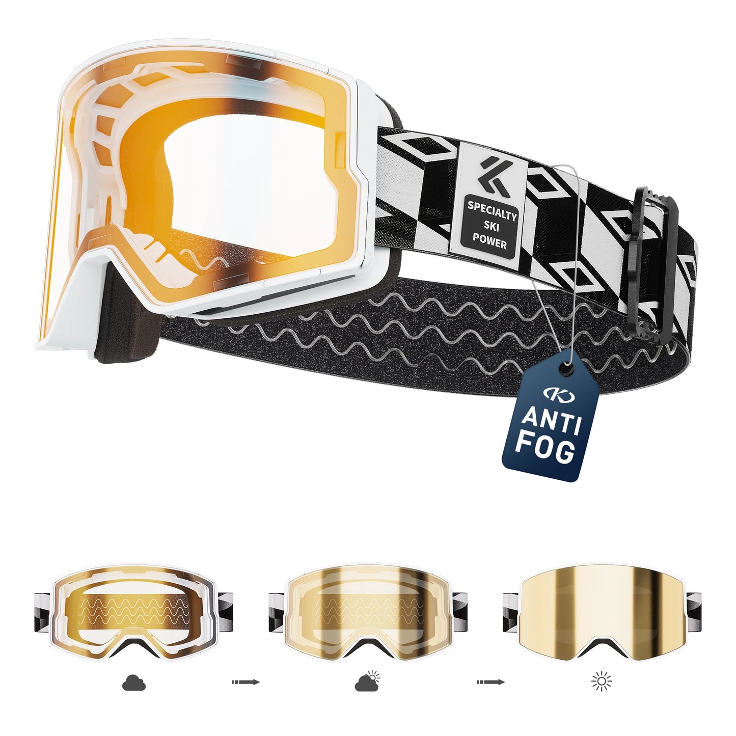Photochromic Snow Goggles Ski Snowboard Anti-Fog Mask for Men Women Eyewear UV400 Protection Glasses Snowmobile Winter
