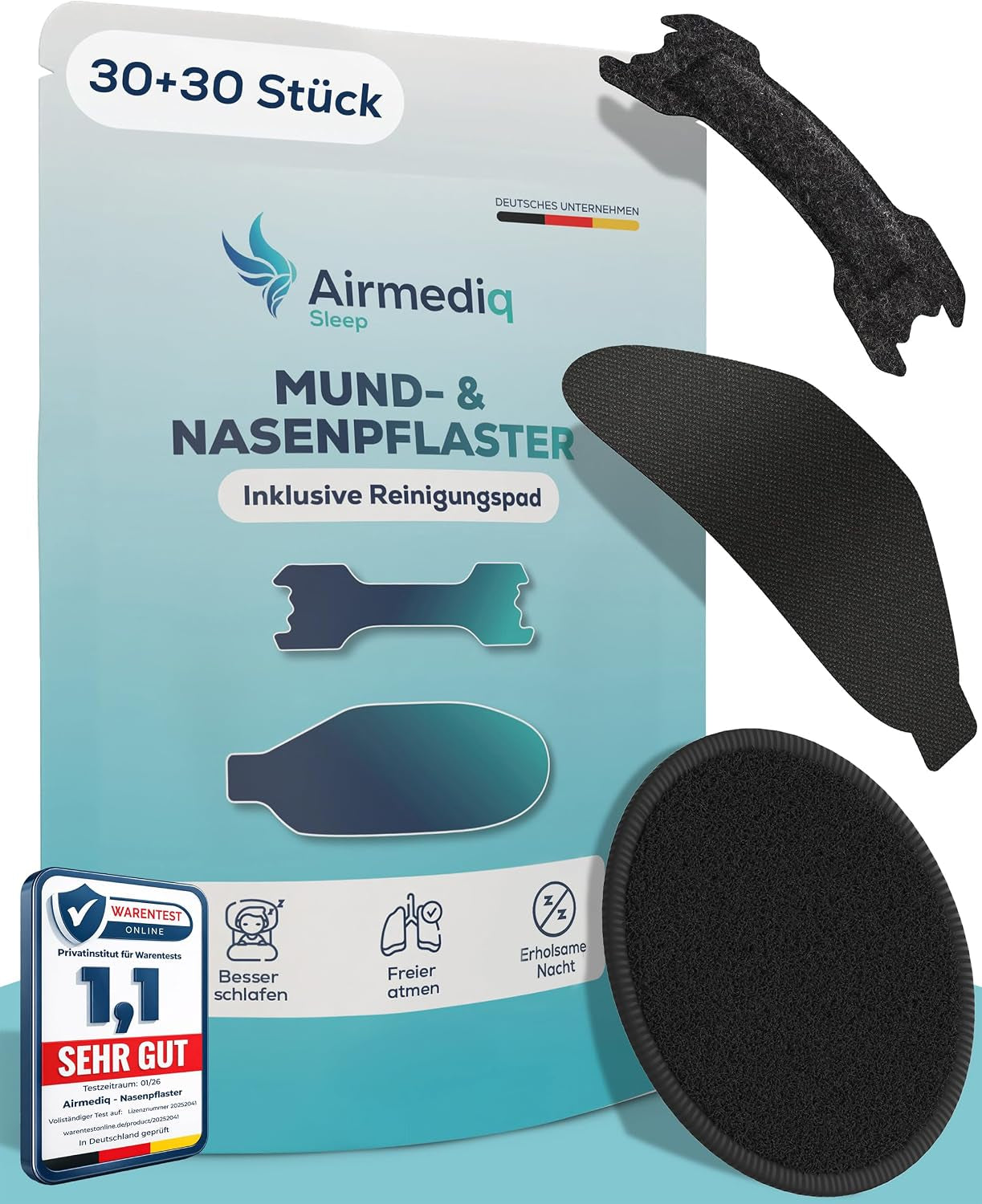 Nasenpflaster & Mundpflaster Bundle 30 + 30 Stück Gegen Schnarchen | anti Schnarch Nose Strips & Mouth Tape Set Für Besseres Atmen Im Schlaf. Fördert Die Nasenatmung Und Hält Sicher Über Nacht.
