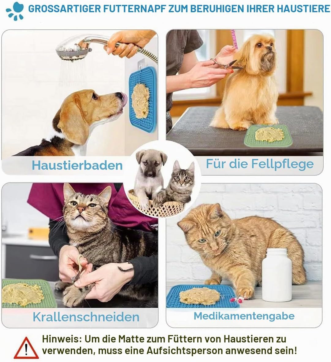 Leckmatte Für Hunde Und Katzen Mit Saugnäpfen, 1 Packung Quadratische Leckmatte Für Langsame Fütterung Für Hunde Zur Linderung Von Angst Und Langeweile, Spielzeug Für