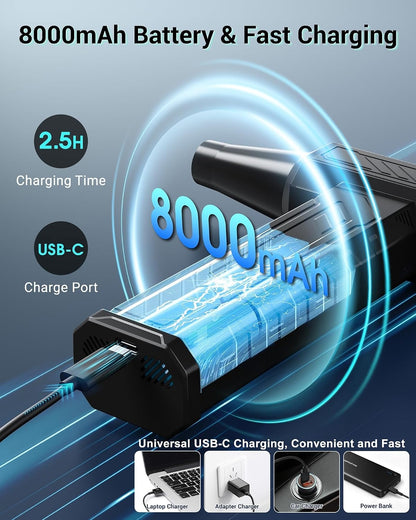 WHATOOK Air Duster 250000 U/Min, 8000Mah Akku, 4 Stufen & LED