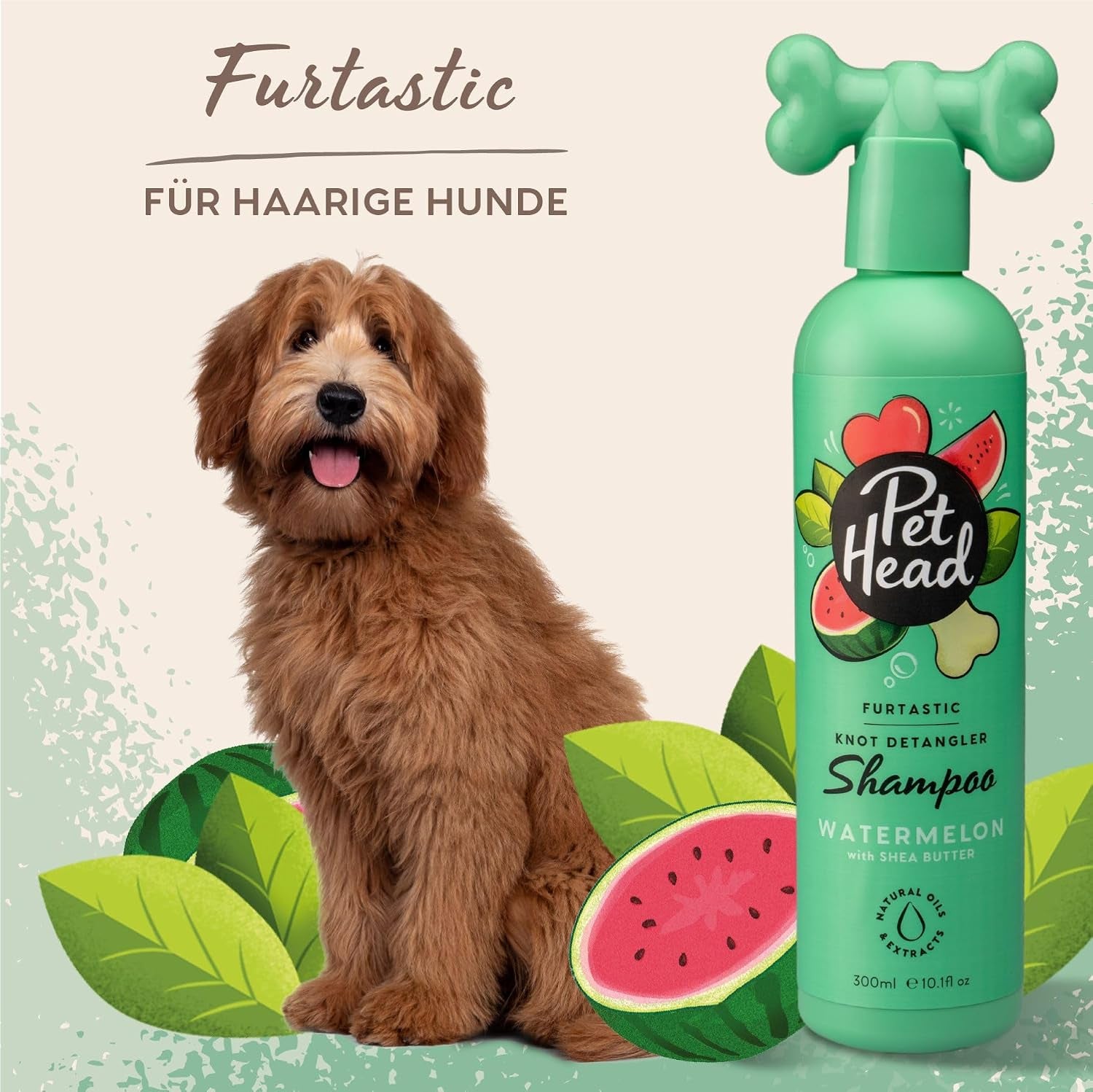 Furtastic Hundeshampoo | Wassermelonenduft | Pflegt Und Macht Langes, Lockiges Hundefell Weich | Ph-Neutral | Vegan & Tierversuchsfrei | Sanfte Formel Für Hunde Und Welpen | 300Ml