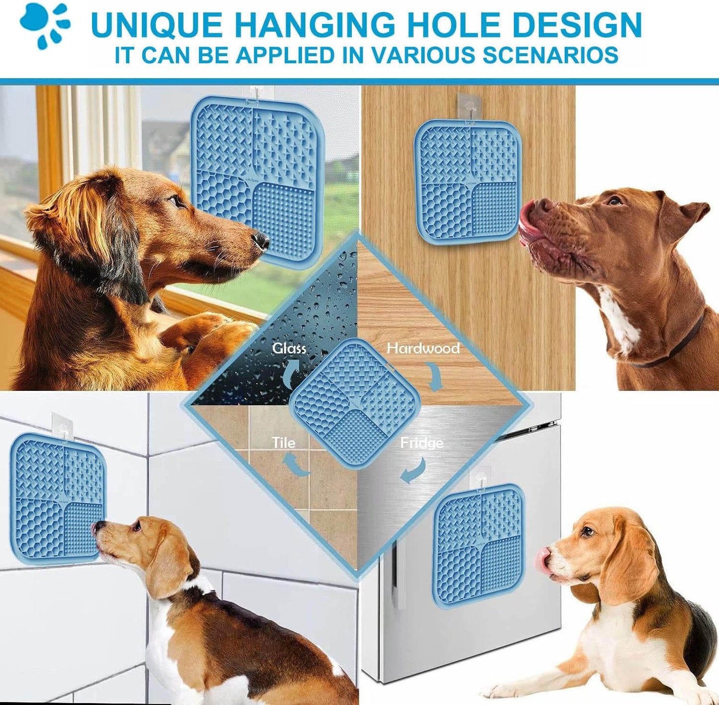 Leckmatte Für Hunde Und Katzen Mit Saugnäpfen, 1 Packung Quadratische Leckmatte Für Langsame Fütterung Für Hunde Zur Linderung Von Angst Und Langeweile, Spielzeug Für