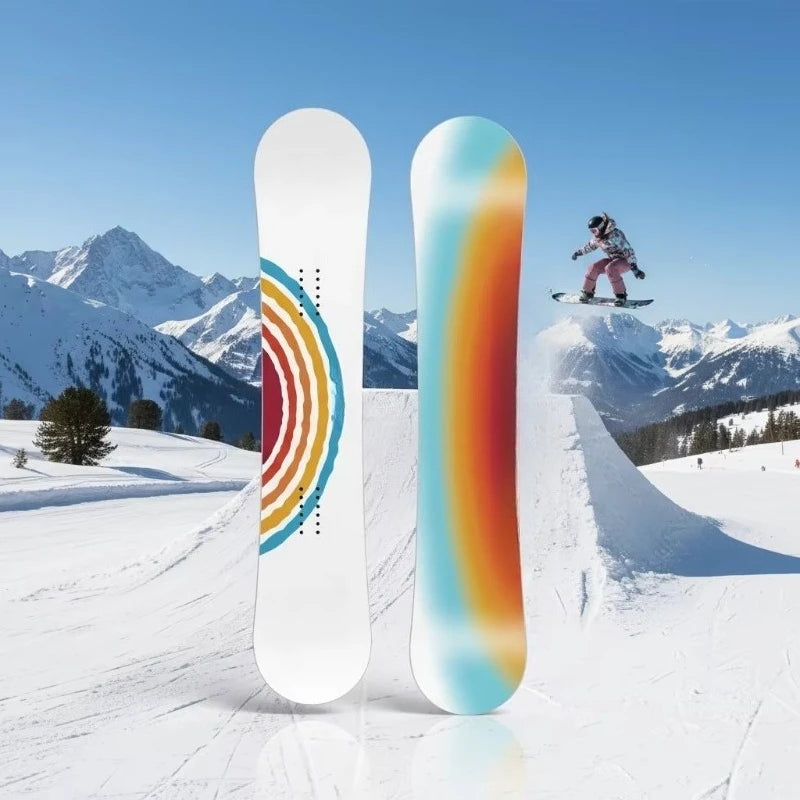 Durable Heavy Duty All Mountain Freestyle Snowboard for Women and Men with Rainbow Skis Design for Beginner to Advanced