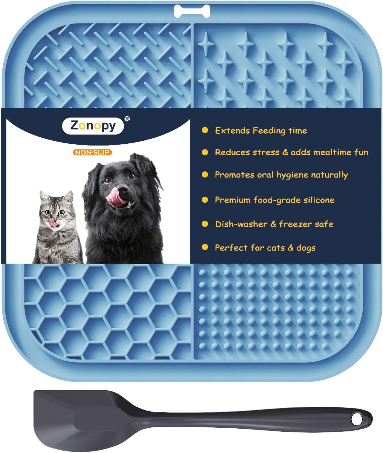 Leckmatte Für Hunde Und Katzen Mit Saugnäpfen, 1 Packung Quadratische Leckmatte Für Langsame Fütterung Für Hunde Zur Linderung Von Angst Und Langeweile, Spielzeug Für