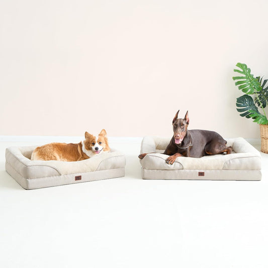 Orthopädisches Hundebett Mit 4 Rändern, 89X56Cm, Beige