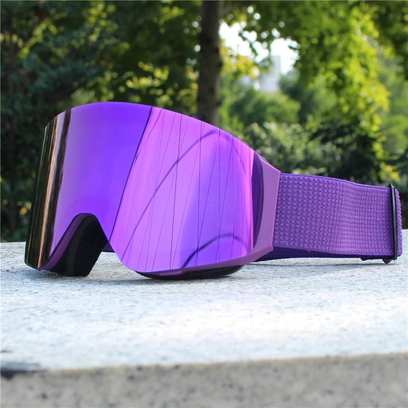 Magnetic Flip Cover Double Layer Anti-Fog Ski Goggles Snowboard Glasses Snowmobile Eyewear Outdoor Sports Optical Protection