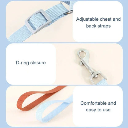Pet Vest Traction Rope Dog Cartoon Three-Dimensional Accessories Teddy Walking Dog Rope Cat Going Out Chest and Back Protection
