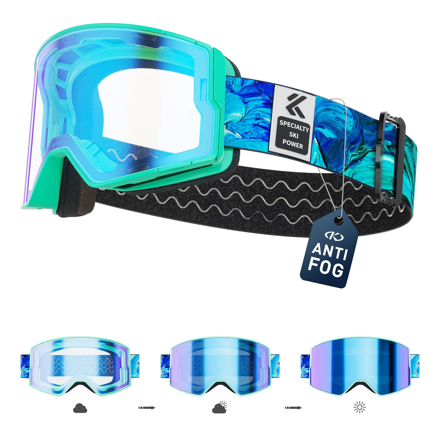 Photochromic Snow Goggles Ski Snowboard Anti-Fog Mask for Men Women Eyewear UV400 Protection Glasses Snowmobile Winter