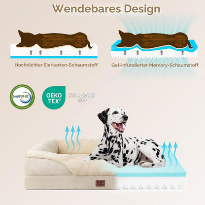 Orthopädisches Hundebett Mit 4 Rändern, 89X56Cm, Beige