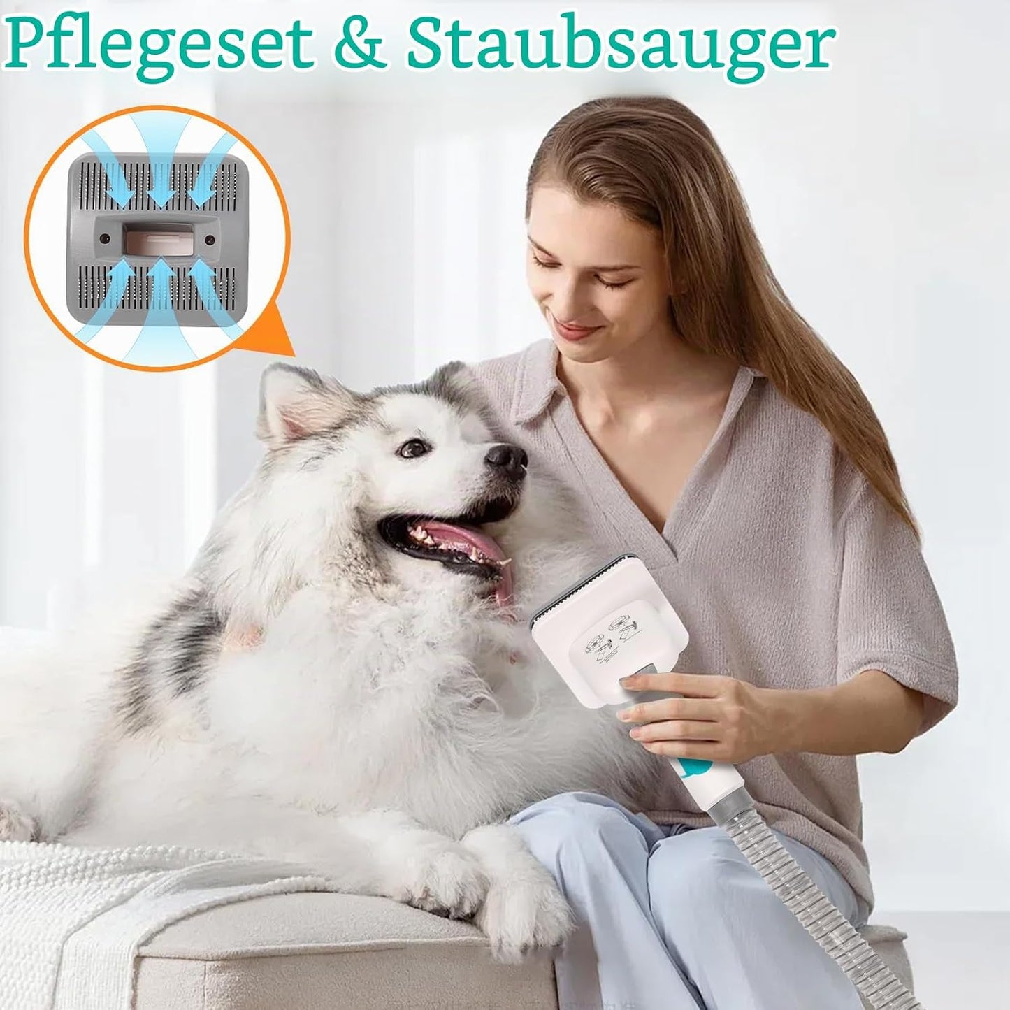 Hundeschermaschine Mit Staubsauger, 13000PA, 3 Einstellbare Saugstufen
