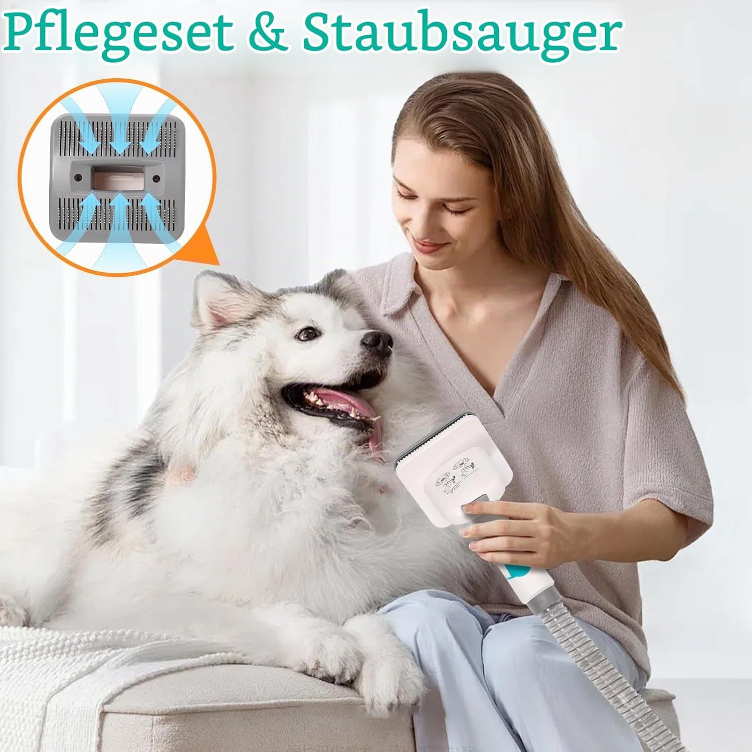 Hundeschermaschine Mit Staubsauger, 13000PA, 3 Einstellbare Saugstufen