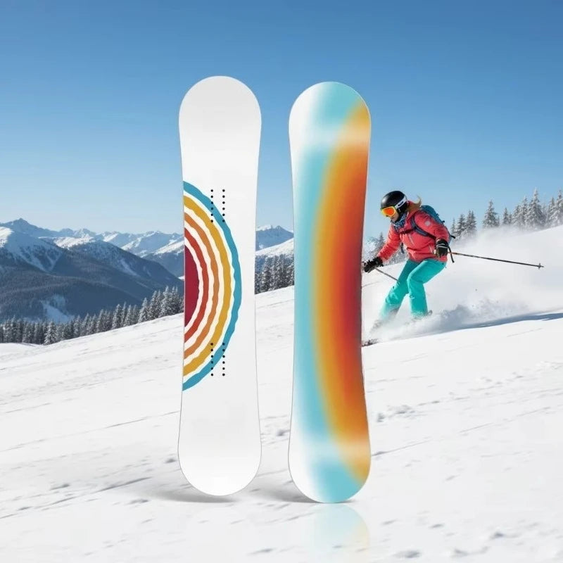 Durable Heavy Duty All Mountain Freestyle Snowboard for Women and Men with Rainbow Skis Design for Beginner to Advanced