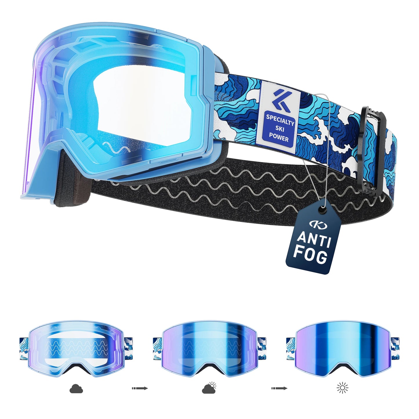 Photochromic Snow Goggles Ski Snowboard Anti-Fog Mask for Men Women Eyewear UV400 Protection Glasses Snowmobile Winter
