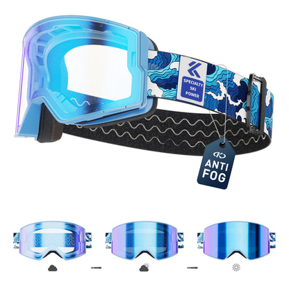 Photochromic Snow Goggles Ski Snowboard Anti-Fog Mask for Men Women Eyewear UV400 Protection Glasses Snowmobile Winter