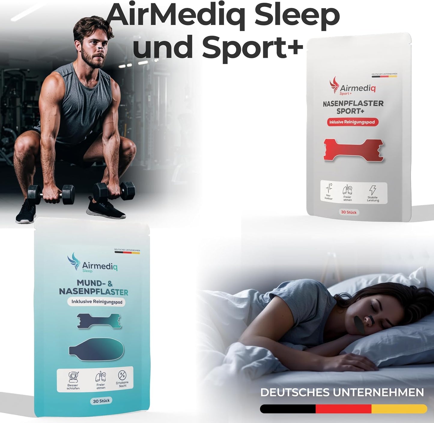 Nasenpflaster & Mundpflaster Bundle 30 + 30 Stück Gegen Schnarchen | anti Schnarch Nose Strips & Mouth Tape Set Für Besseres Atmen Im Schlaf. Fördert Die Nasenatmung Und Hält Sicher Über Nacht.