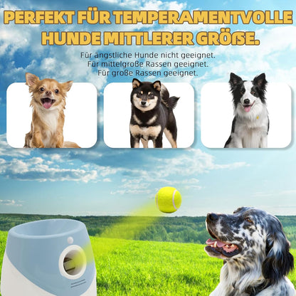 Automatic Dog Ball Launcher Ballwurfmaschine Für Hunde Mit 6 Tennisbällen, 3 Distanzstufen (3–9 M), Wiederaufladbar – Automatischer Ballwerfer Für Kleine & Mittlere Hunde