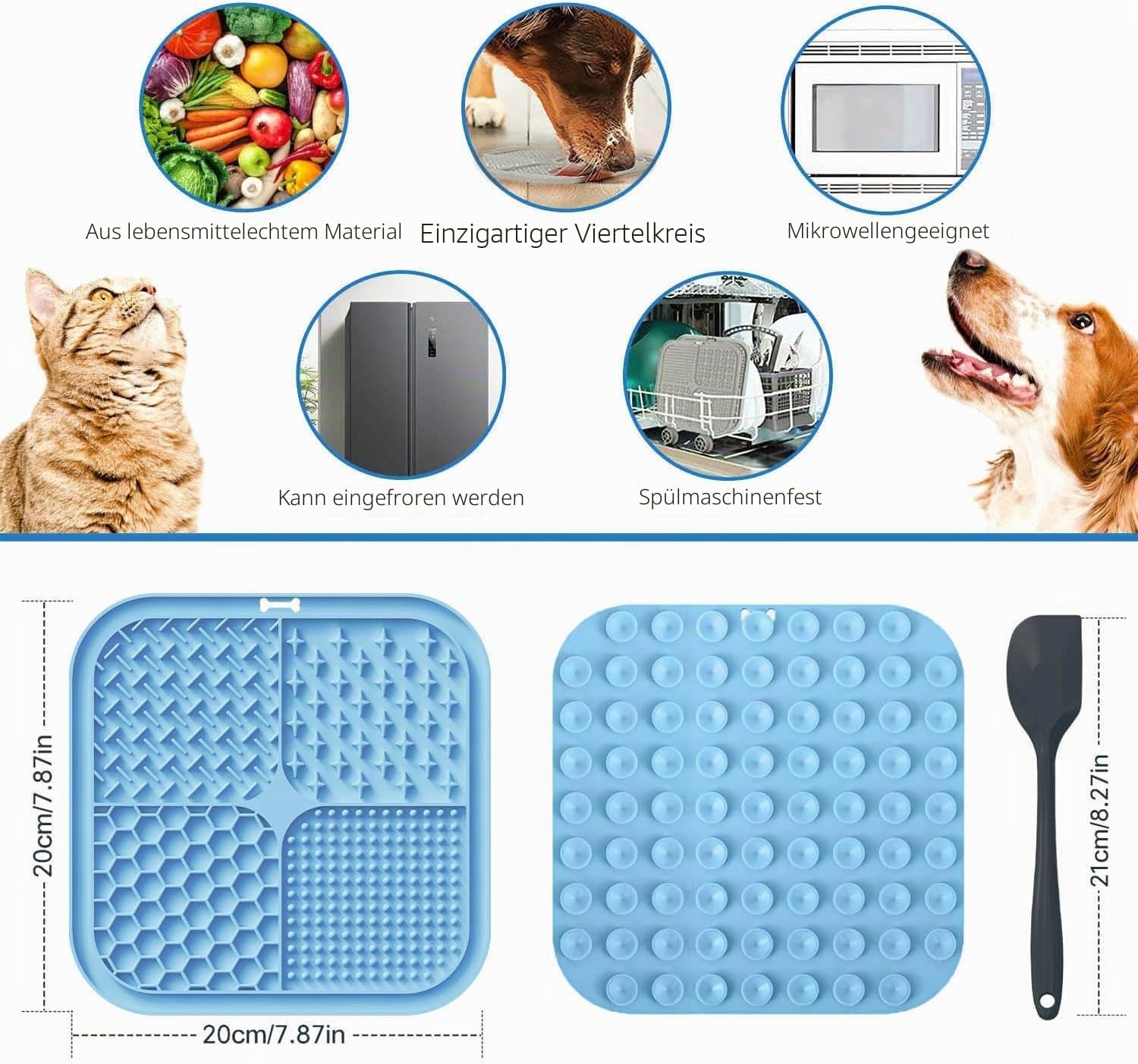 Leckmatte Für Hunde Und Katzen Mit Saugnäpfen, 1 Packung Quadratische Leckmatte Für Langsame Fütterung Für Hunde Zur Linderung Von Angst Und Langeweile, Spielzeug Für